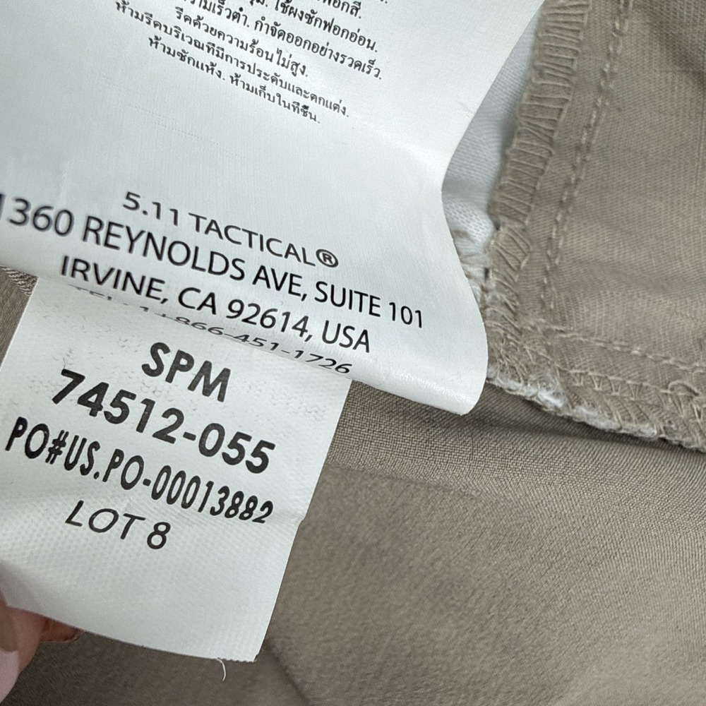 5.11 Tactical Cargo Ripstop Pants Men Tag 40x34 Real 41x33 Beige Work 7512 - Picture 11 of 13